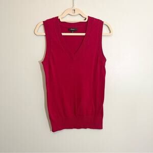 Express Womens V-Neck Sleeveless Ribbed Trim Knit Pullover Sweater Red Large